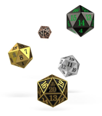 Oakie Doakie Dice - D20 Spindown Metal 5ct